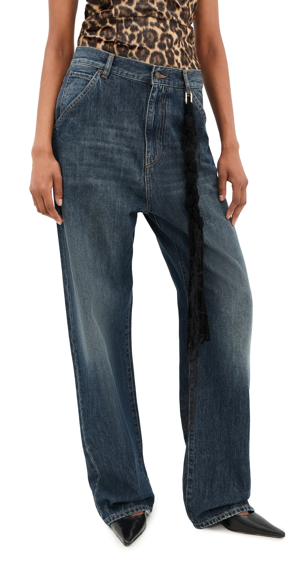 Lisa Loose Fit Denim with Hand Woven Wool Chain by DARKPARK
