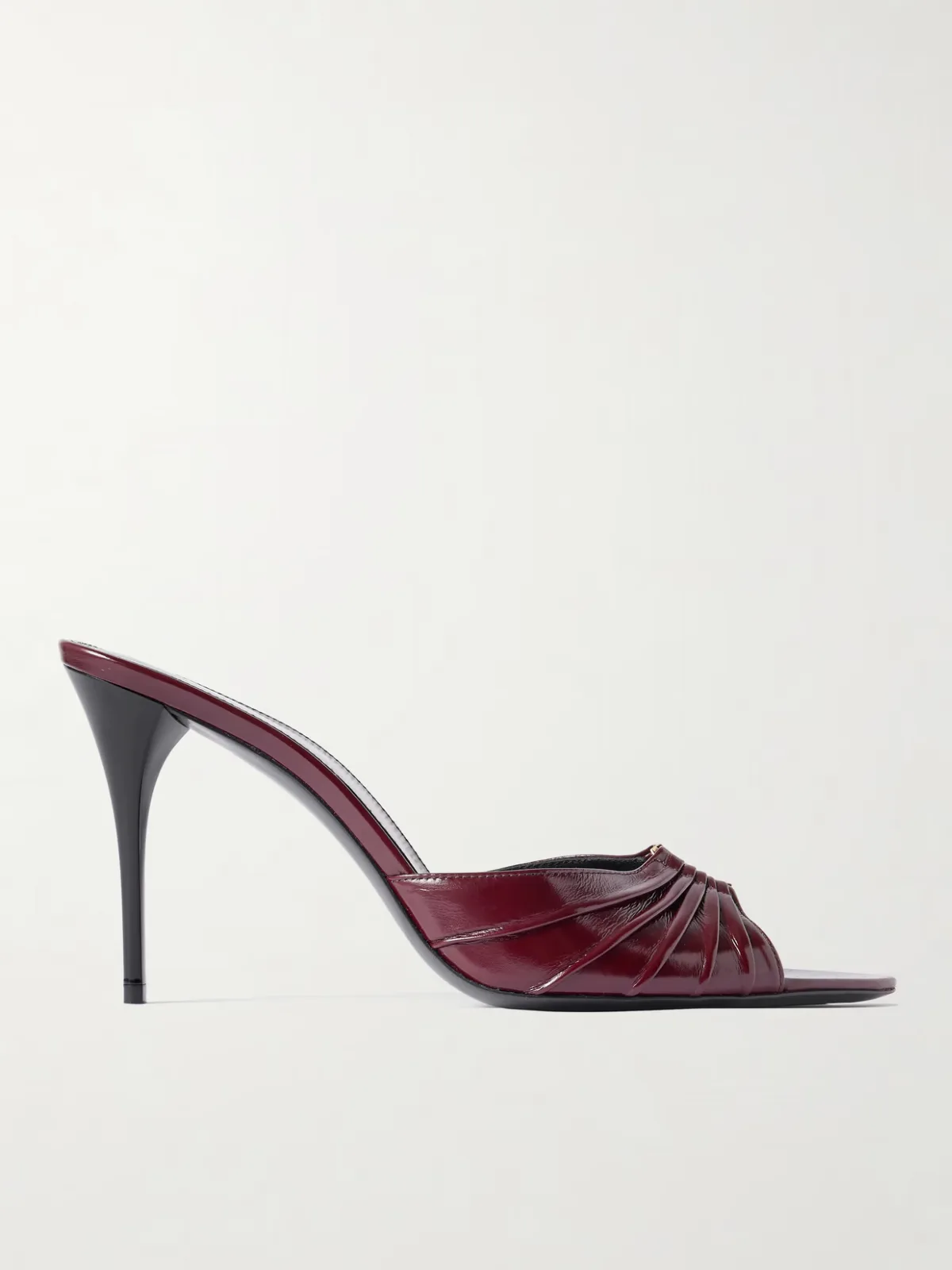- Babylone Embellished Gathered Patent-leather Mules -