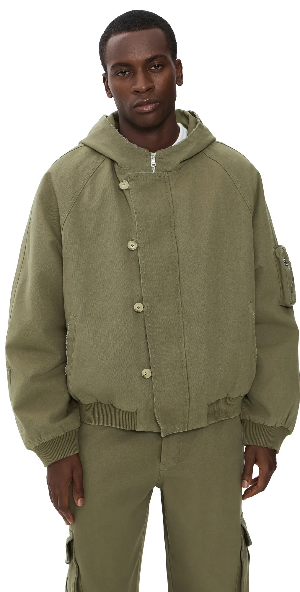 Cargo Crop Parka Olive Canvas by Nahmias