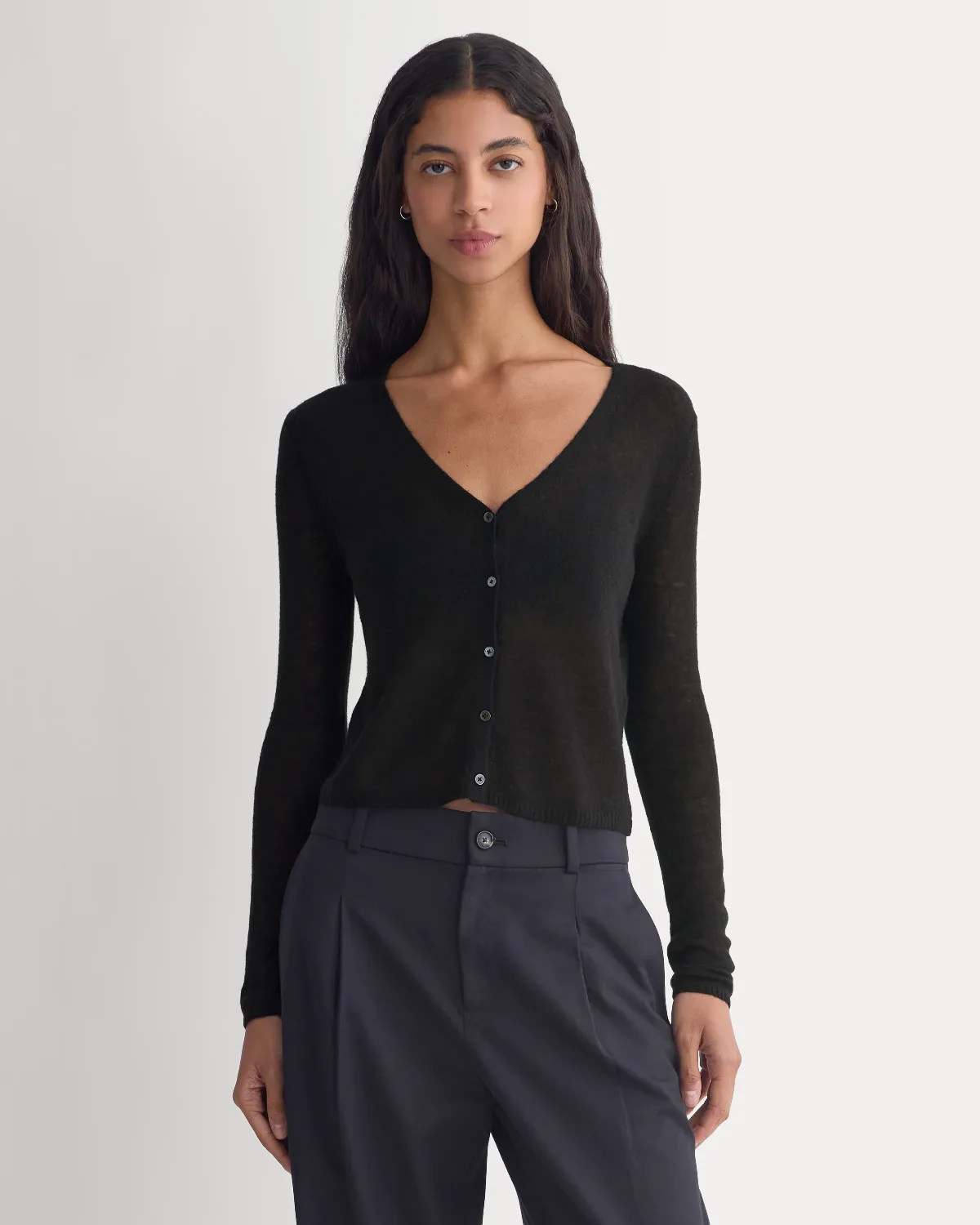 Air Alpaca Wide V Cropped Cardigan by Everlane
