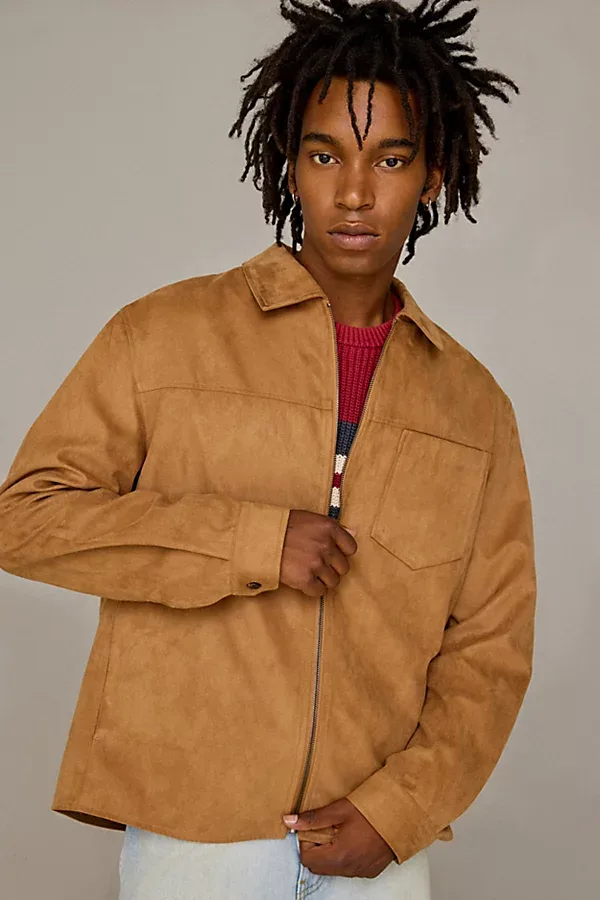 Faux Suede Zip-Up Jacket by Slate & Stone