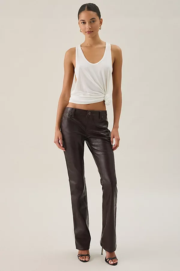 Kimmy Faux Leather Ultra Low-Rise Bootcut Pants by BDG