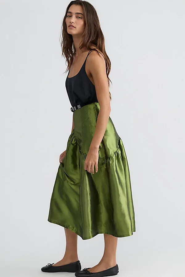 Lisa Says Gah! Maeve Taffeta Midi Skirt