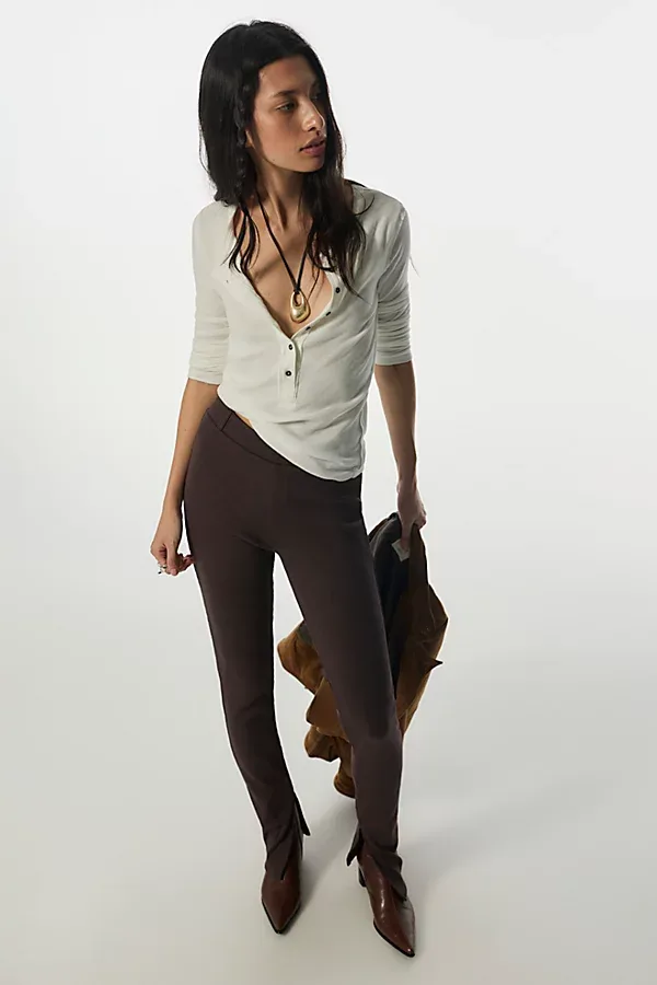 Kimmie Slim Knit Pull-On Pants