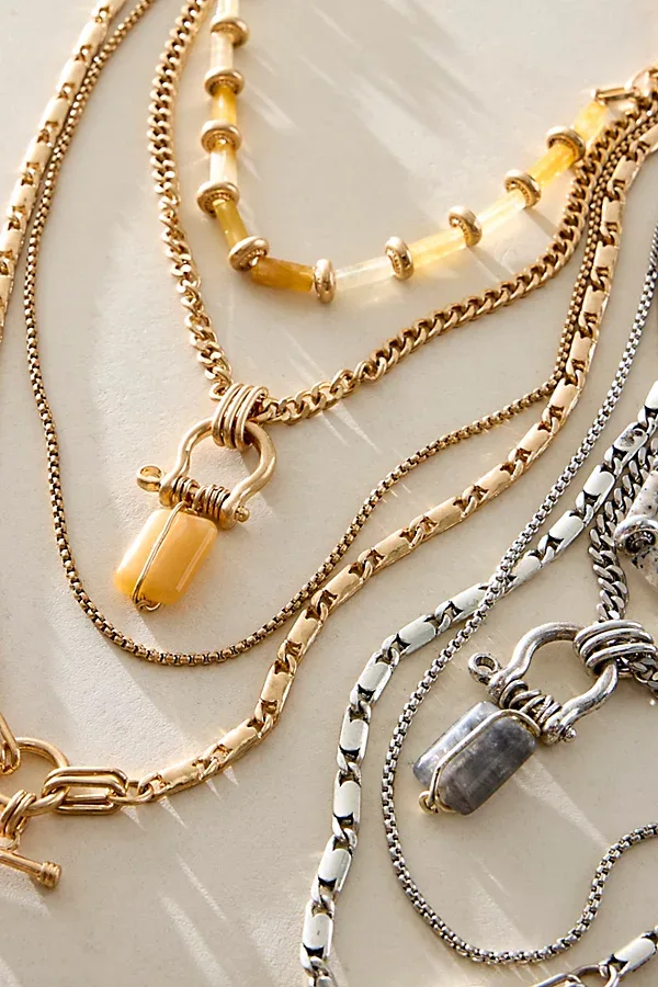 Mixed Link Obsidian Necklace by Free People