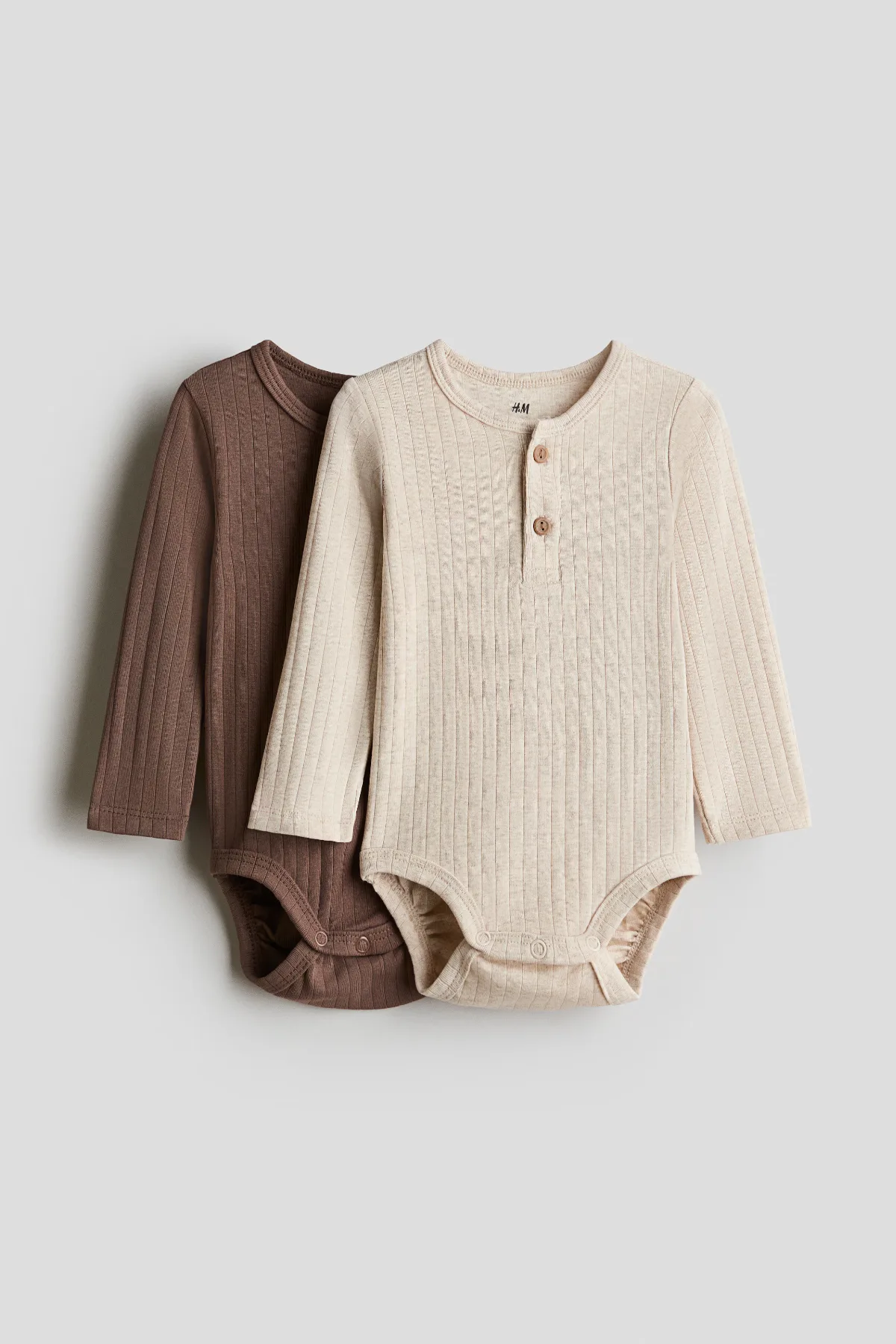 2-Pack Henley-Style Bodysuits by H&M