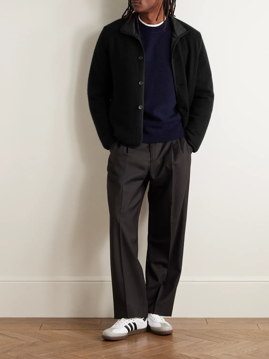 Suede-Trimmed Cashmere Car Coat by James Perse
