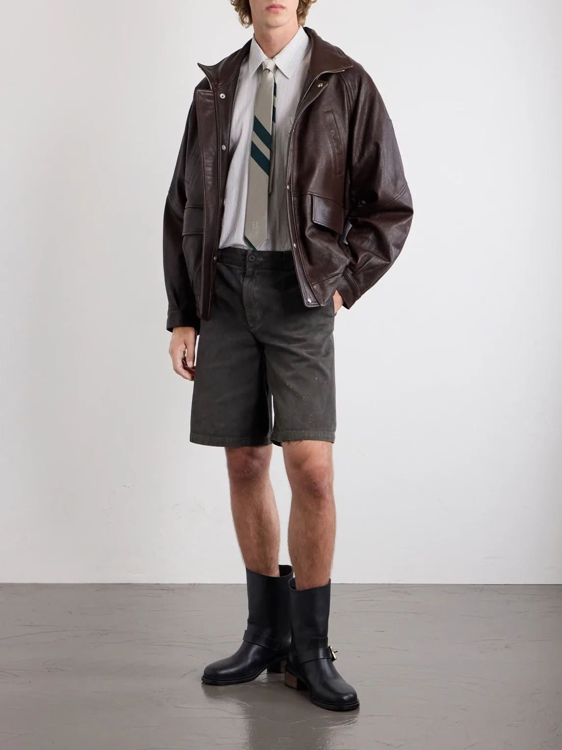 Straight-Leg Distressed Cotton and Linen-Blend Twill Shorts by Enfants Riches Dprims