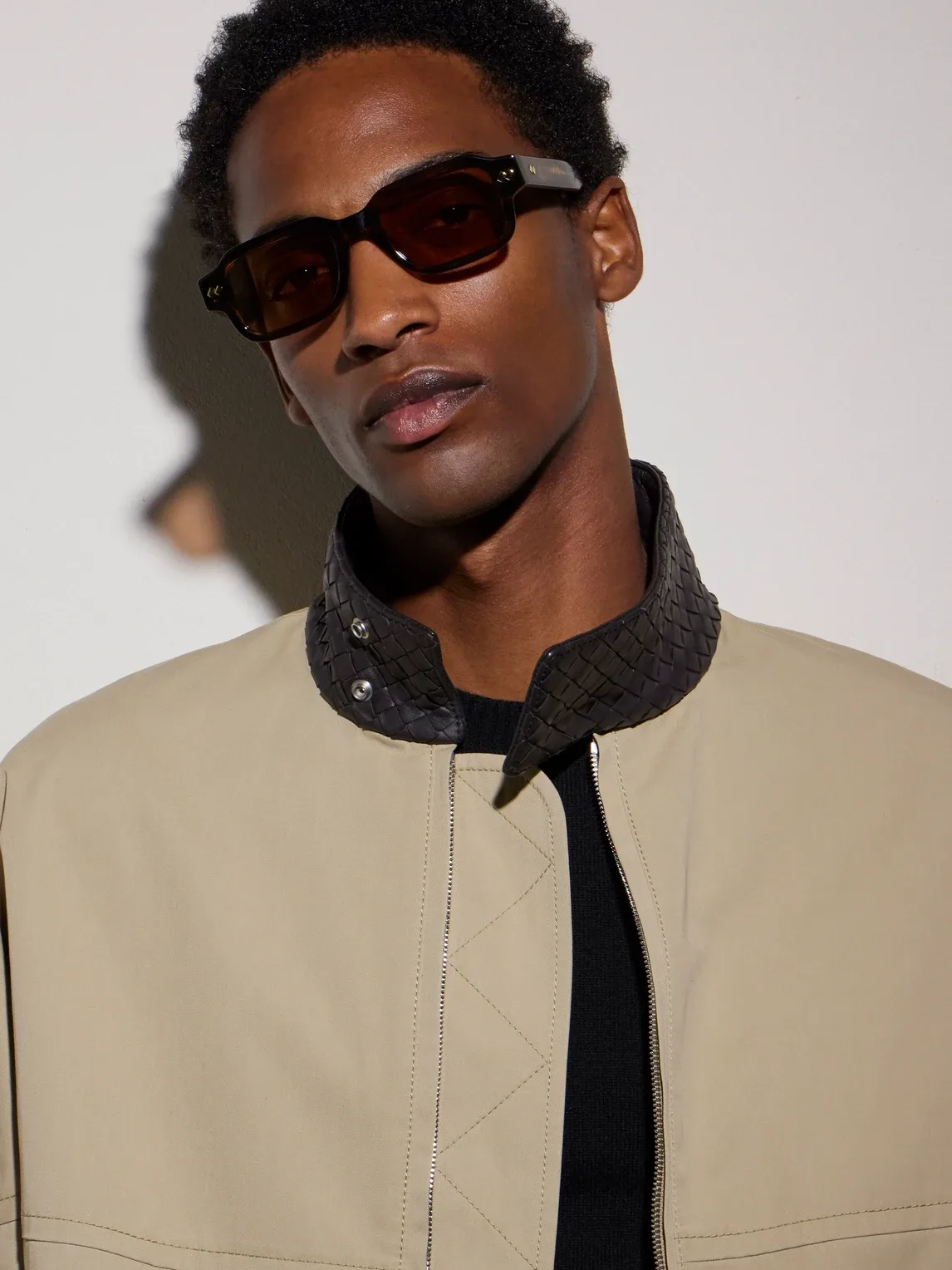 Intrecciato Square-Frame Acetate and Gold-Tone Sunglasses