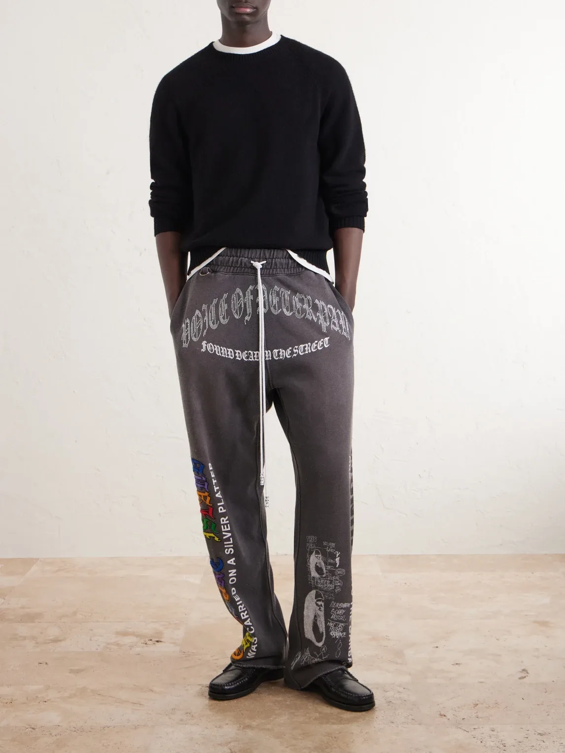 Bobby Driscoll Embellished Printed Cotton-Fleece Sweatpants by Paly Hollywood