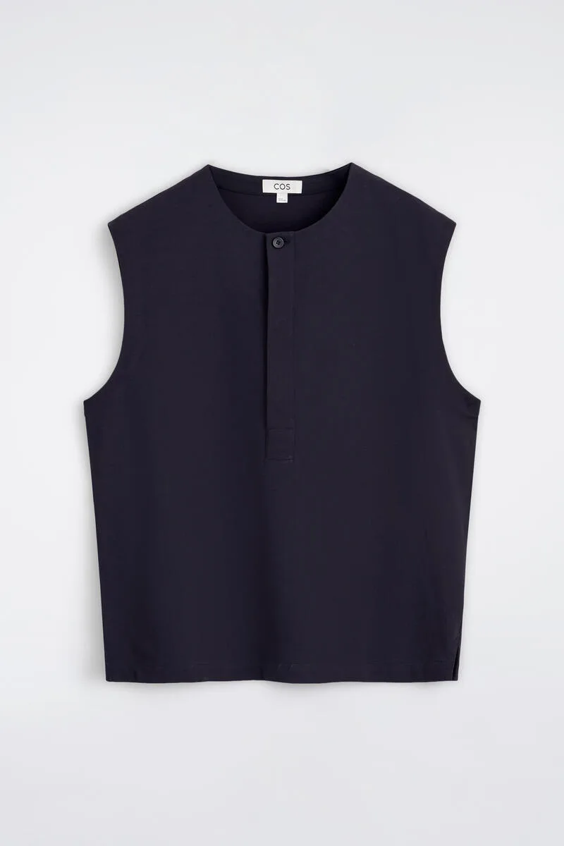 Cotton Henley Tank Top by COS