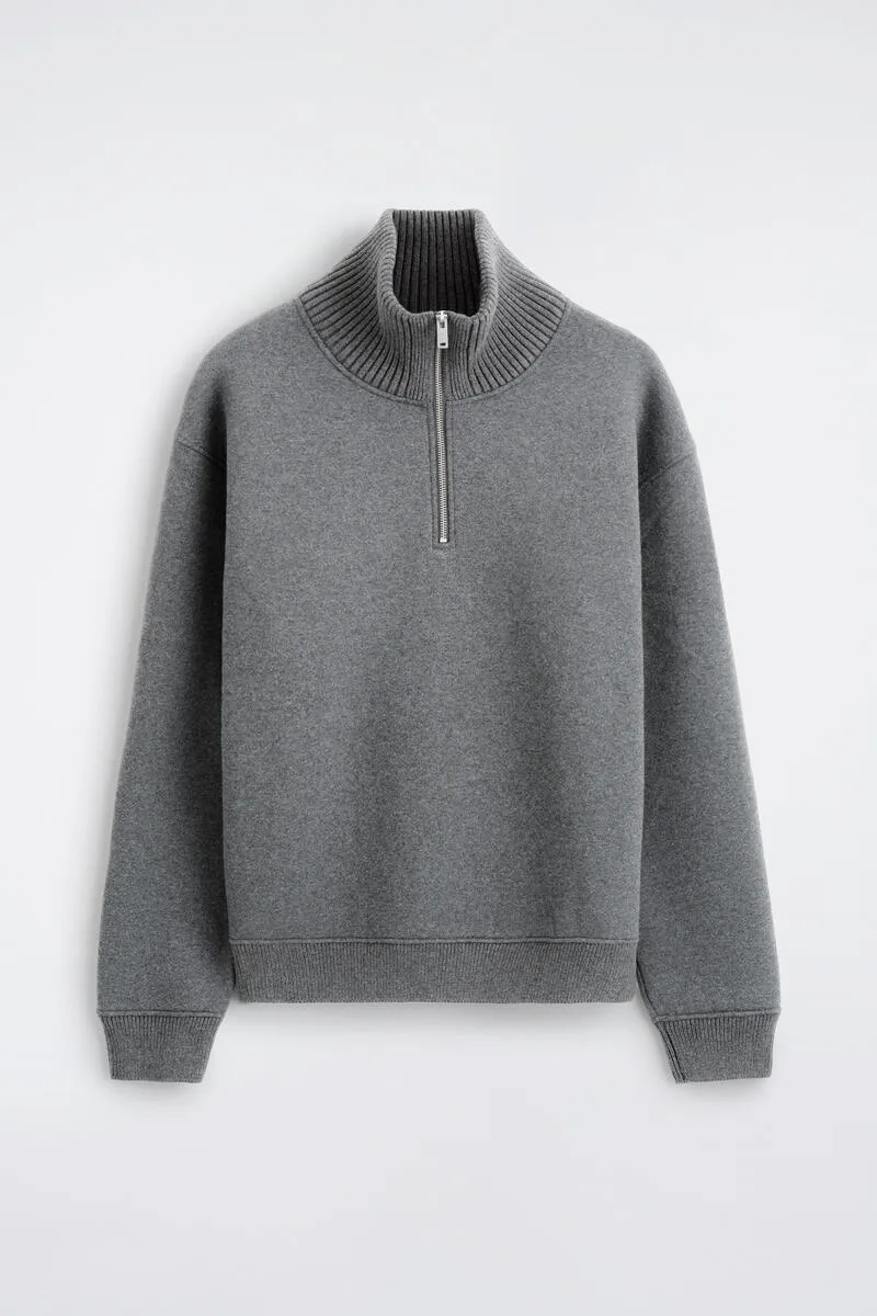 Cotton-Wool Jersey Zip-Up Sweater by COS