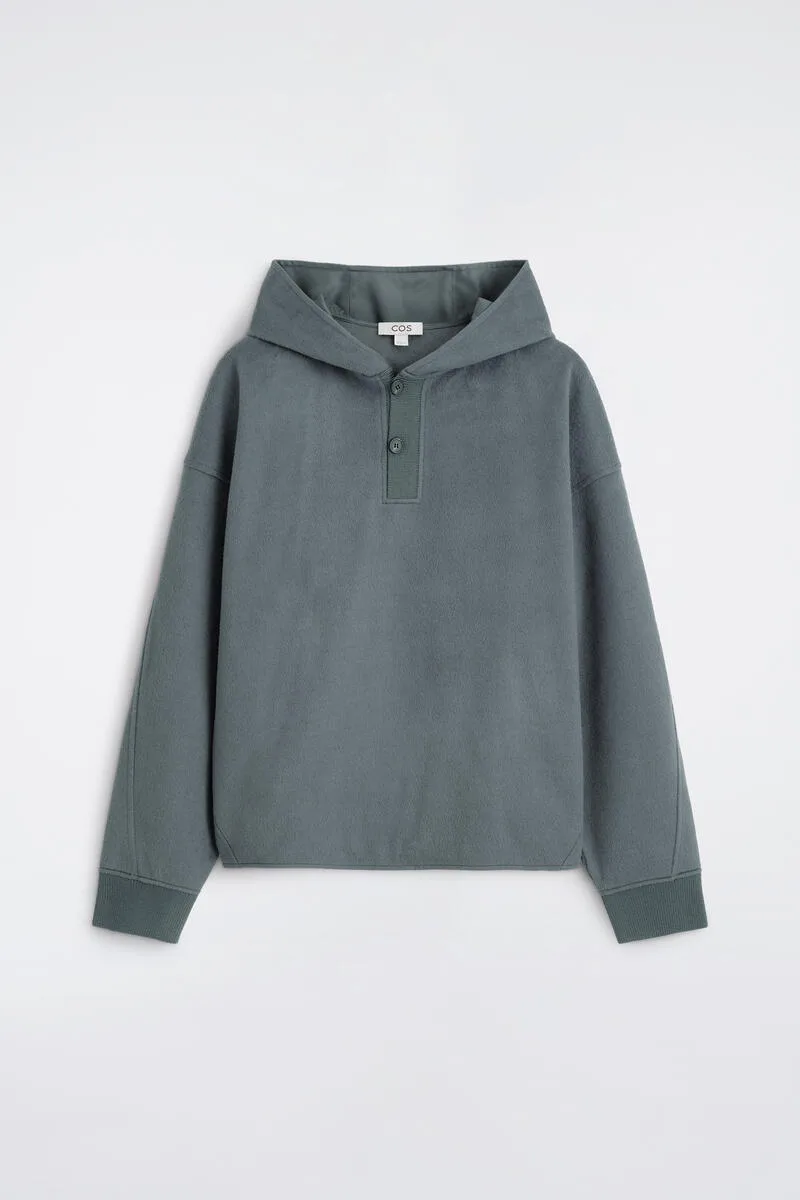Brushed Jersey Henley Hoodie by COS