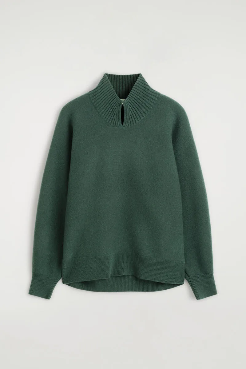 V-Detail Boiled-Wool Mock-Neck Sweater by COS