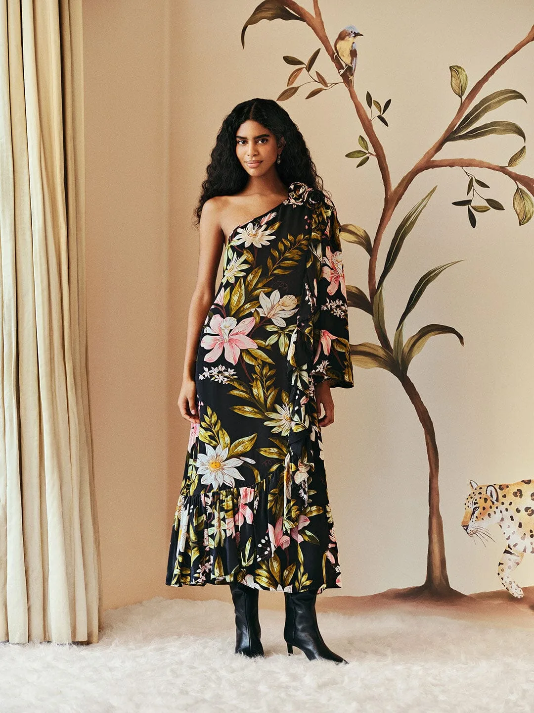 Surreal Flowers One-Shoulder Maxi Dress by FARM Rio