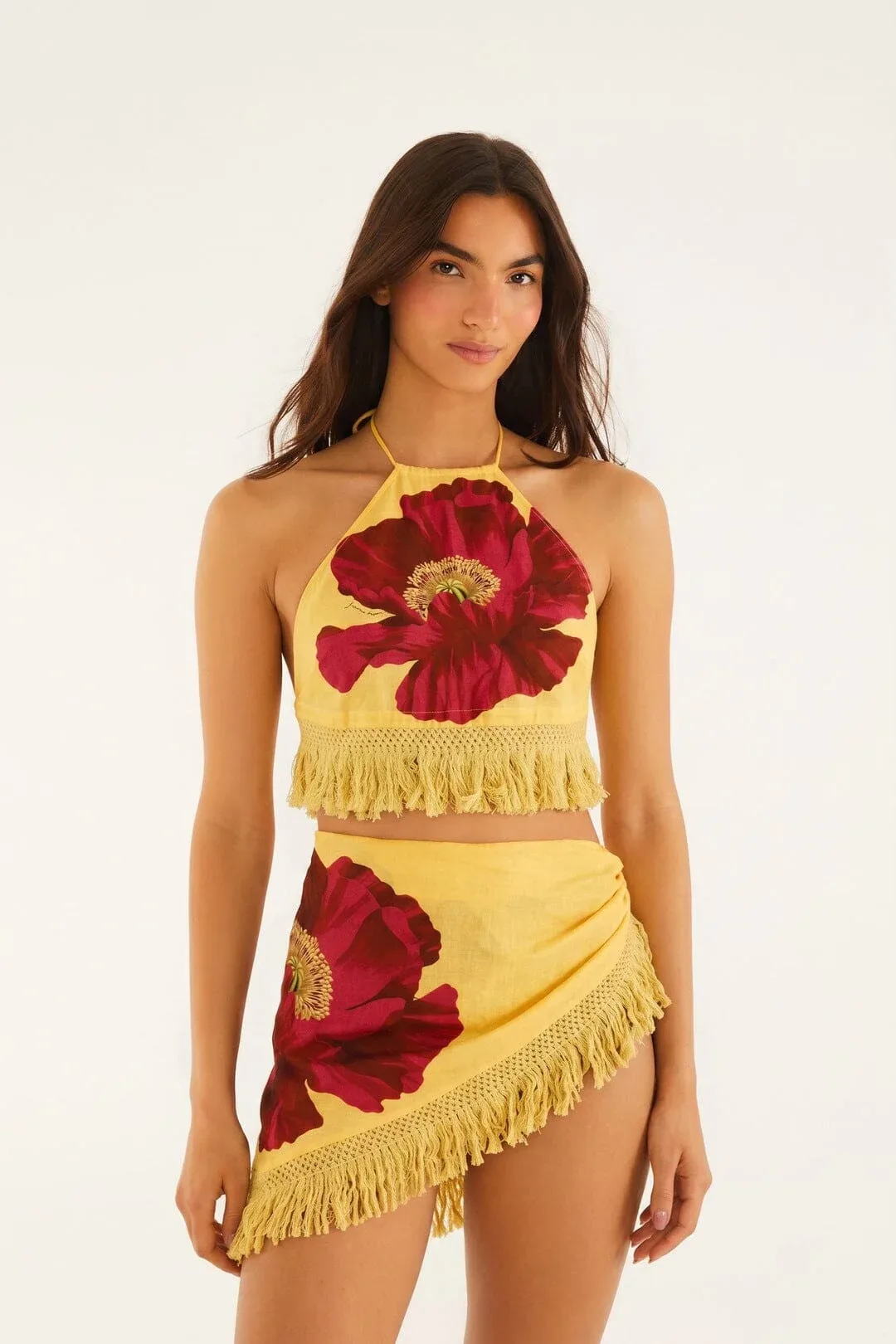 Tie Side Skirt with Fringe by FARM Rio