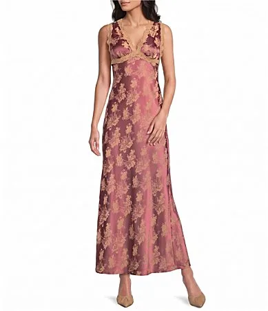 Sleeveless Lace Burnout Jacquard Dress by Allison & Kelly