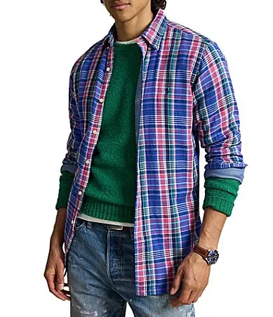 Classic Fit Plaid Double-Faced Long Sleeve Woven Shirt by Polo Ralph Lauren