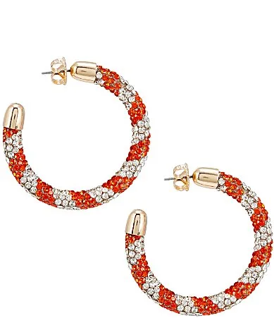 Merry & Bright Candy Cane Stone Tape Hoop Earrings by Merry & Bright