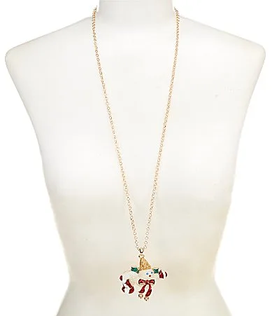 Merry & Bright Flying Mr. Bingle Pendant Long Strand Necklace by Merry & Bright