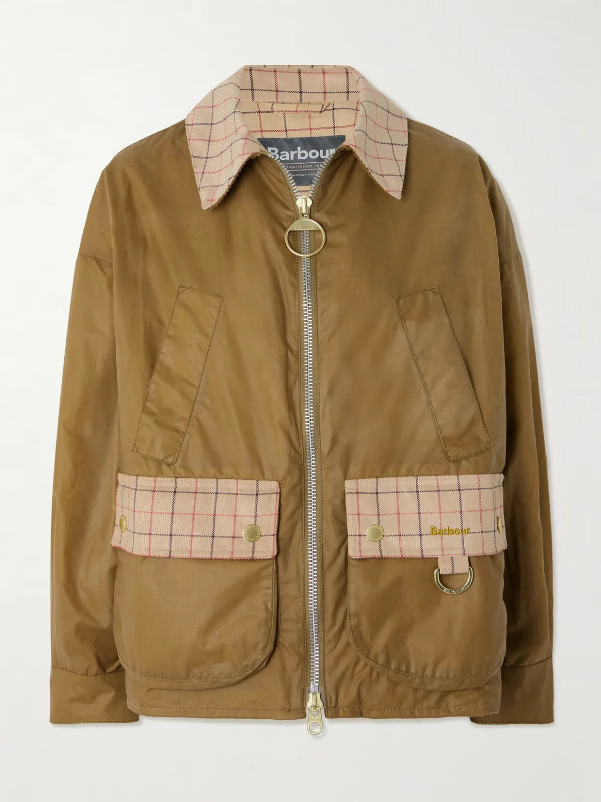 - Launton Checked Corduroy-trimmed Waxed-cotton Jacket - by Barbour