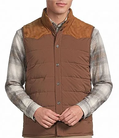 Western Snap Quilted Mock Neck Vest by Rowm