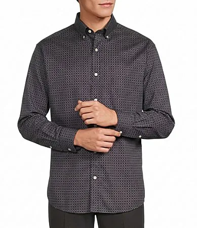 Gold Label Geometric Print Twill Sport Shirt by Roundtree & Yorke