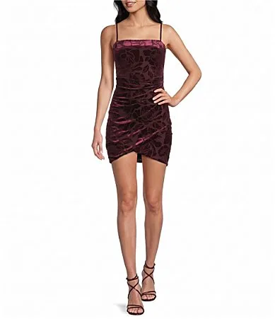 Sleeveless Burnout Velvet Bodycon Faux-Wrap Dress by Honey and Rosie