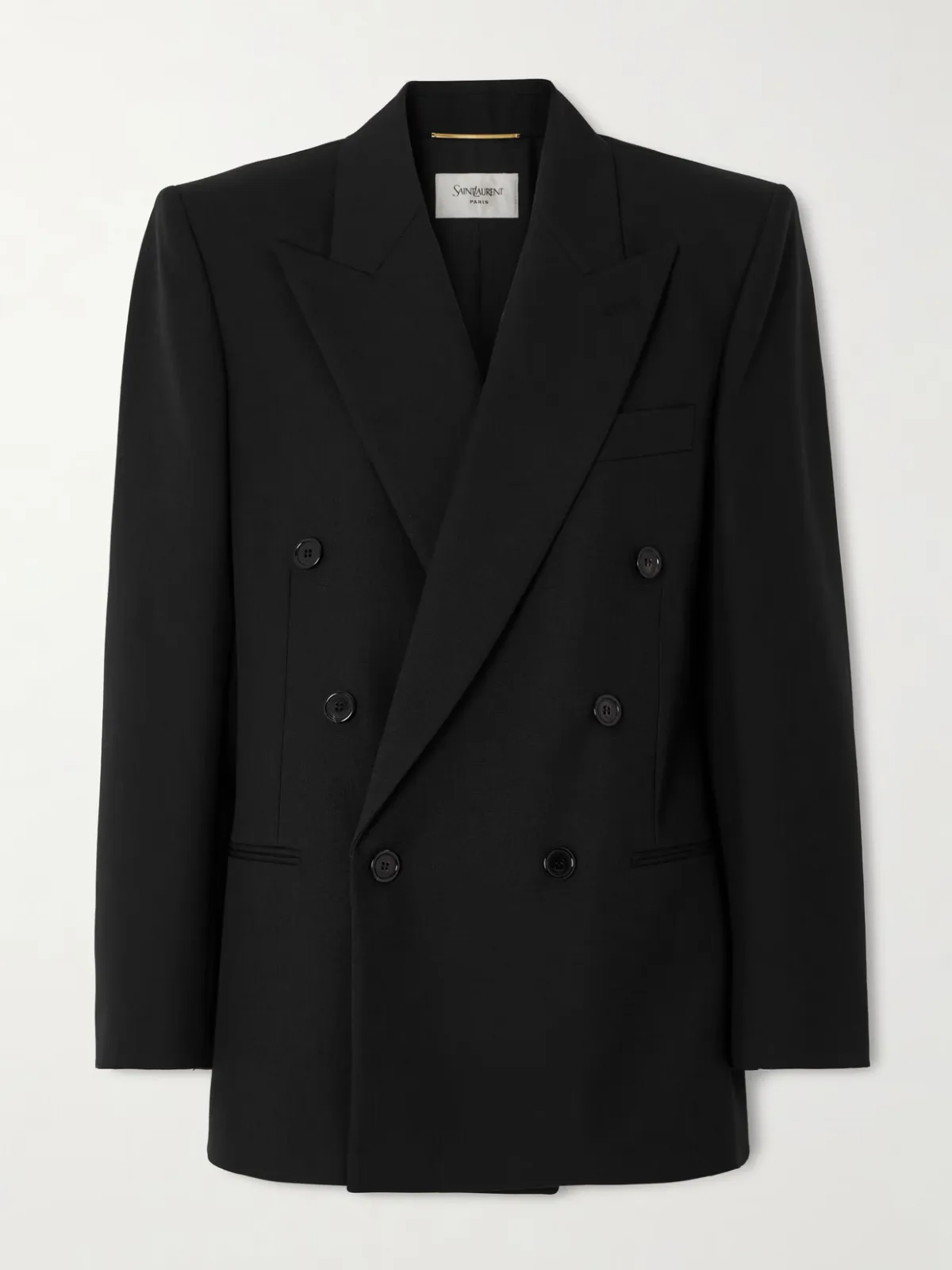 - Double-breasted Grain De Poudre Wool Blazer -