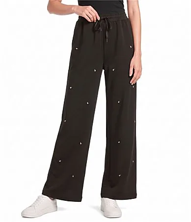 Rhinestone Wide Leg Lounge Pants by Copper Key