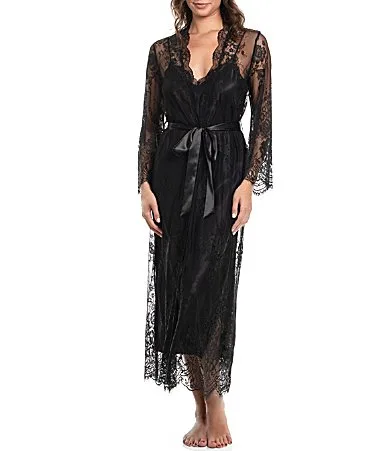 Allover Lace 3/4 Sleeve Long Coordinating Robe by In Bloom by Jonquil