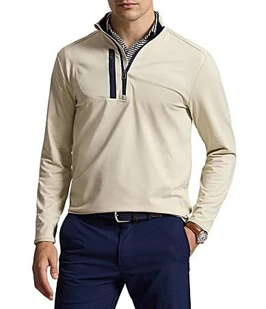 RLX Golf Stretch Jersey Quarter Zip Pullover by Polo Ralph Lauren