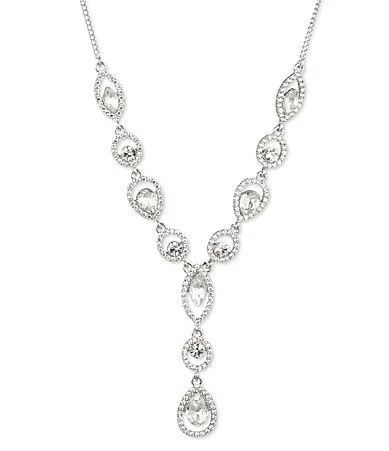 Silver Tone Crystal Y Necklace by GIVENCHY