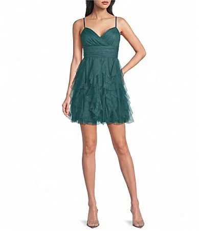 Spaghetti Strap Glitter Cork Dress