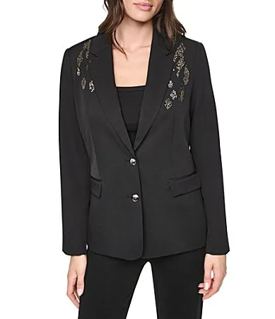 DKNY Woven Notch Collar Long Sleeve Coordinating Blazer by Donna Karan