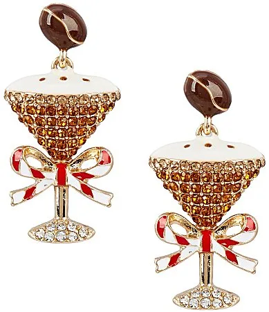 Coffee Bean Stud Martini Drop Earrings by Merry & Bright