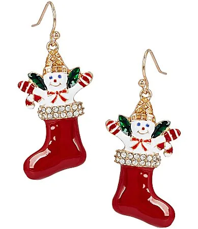 Mr. Bingle Red Stocking Drop Earrings