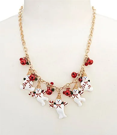 Jingle Bell Mr. Bingle Multi Charm Drop Necklace by Merry & Bright