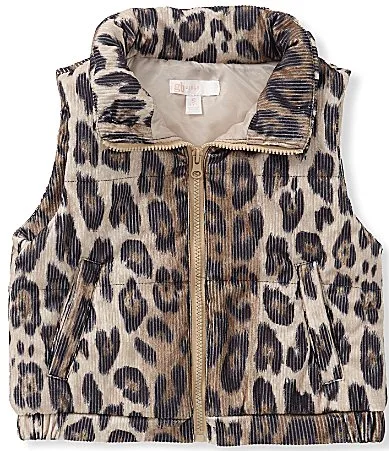 Leopard Corduroy Puffer Vest by GB