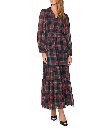 Long Sleeve Tiered Ruffle Maxi Dress by Vince Camuto