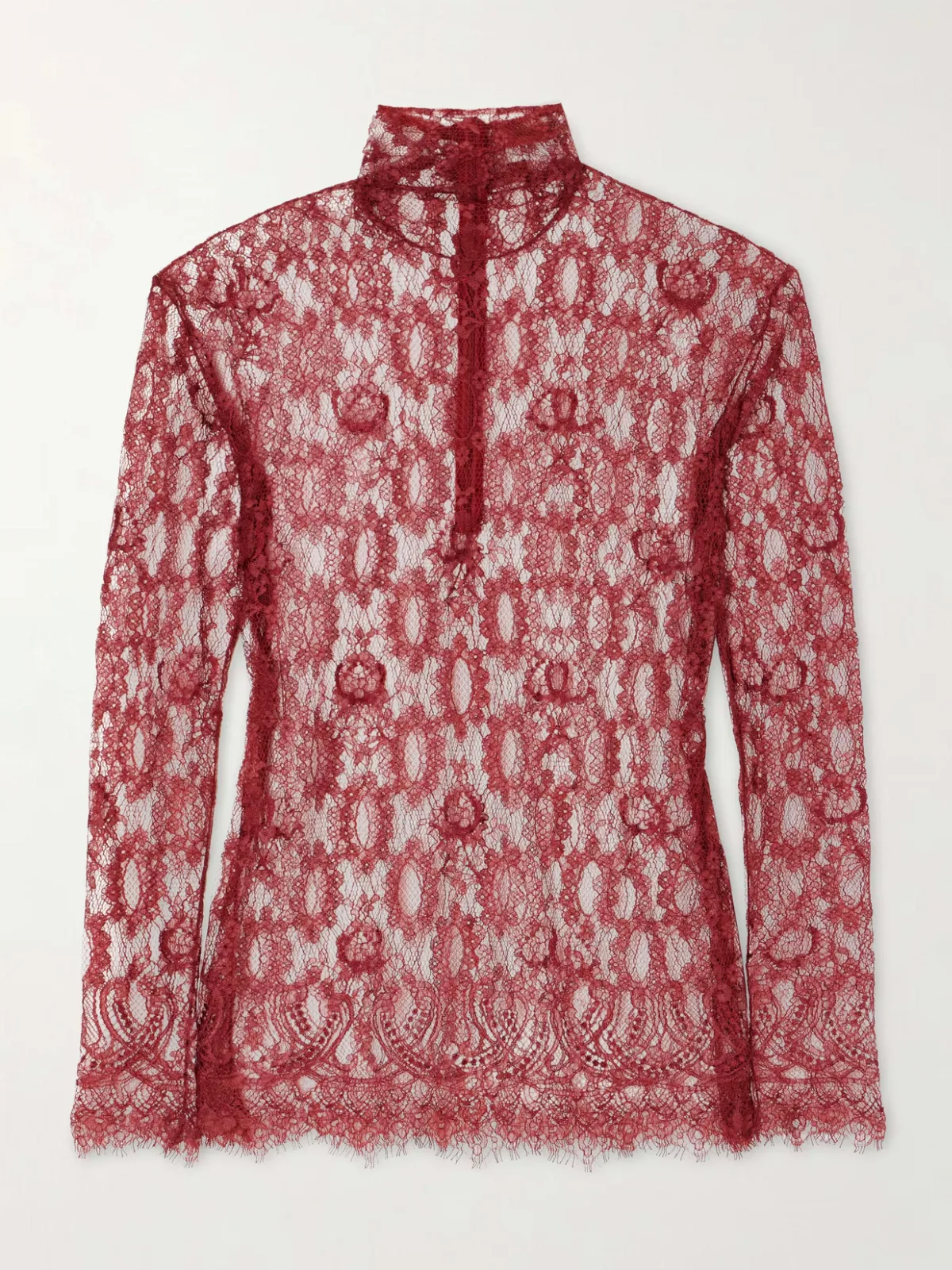 - Chantilly Lace Turtleneck Blouse - by Dolce & Gabbana