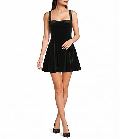 Velvet Square Neck Sleeveless Tie-Back Dress by Dear Moon