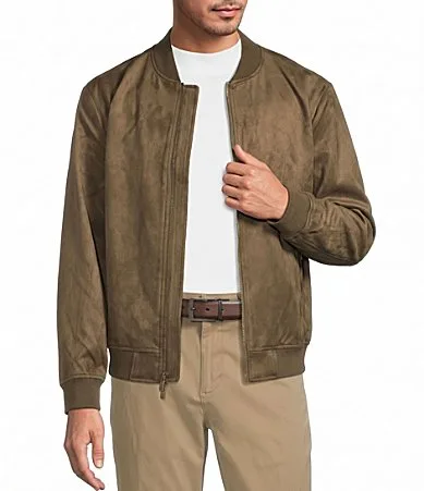 Roundtree & Yorke Faux Suede Bomber Jacket by Roundtree & Yorke