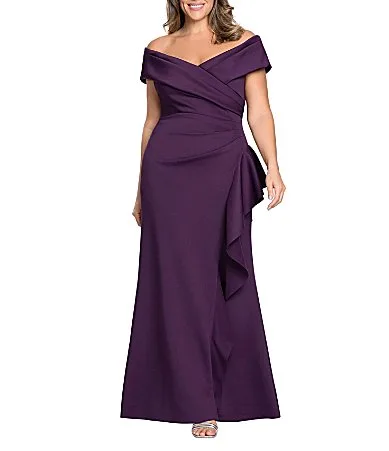 Off the Shoulder Ride Ruffle Gown by Xscape