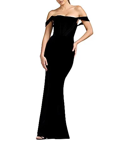 Melania Velvet Off-The-Shoulder Gown by Dress the Population