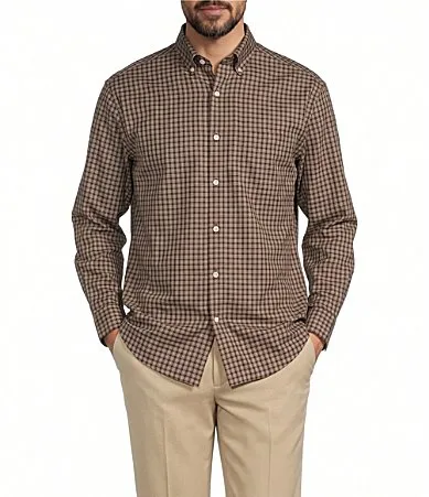 Gold Label Small Plaid Twill Sport Shirt by Roundtree & Yorke