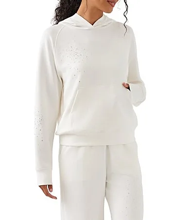 Soft Modal Knit Embellish Hoodie Long Sleeve Pullover Sweatshirt by Karen Kane