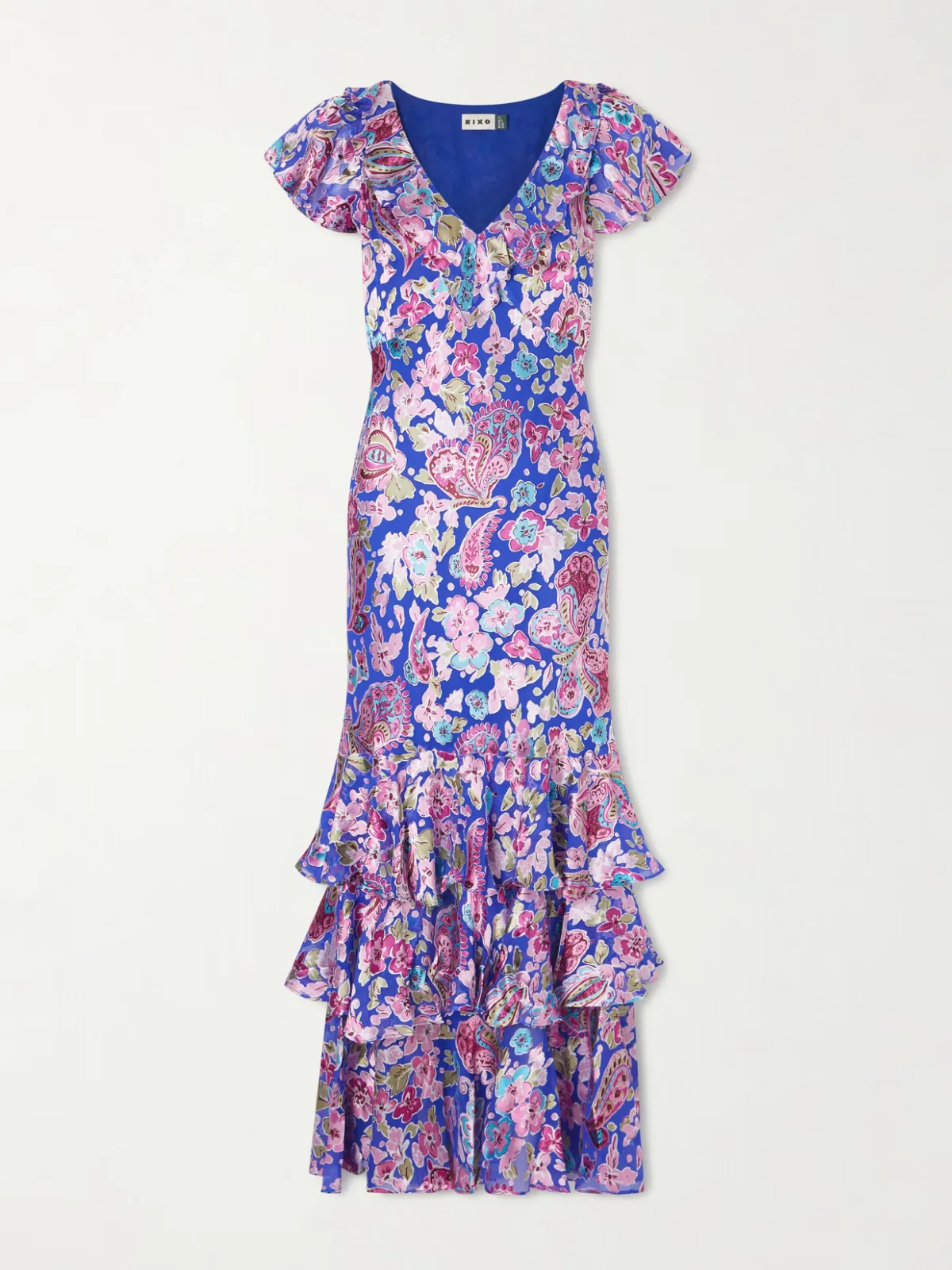 - Amelle Tiered Floral-print Devoré Maxi Dress -