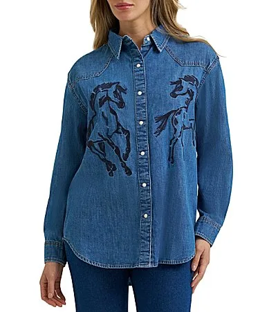 Denim Boyfriend Snap Shirt by Wrangler