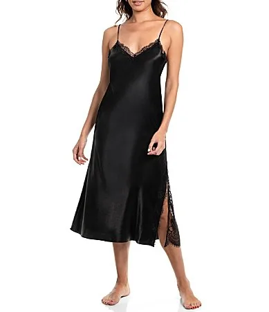 Satin Sleeveless V-Neck Midi Nightgown